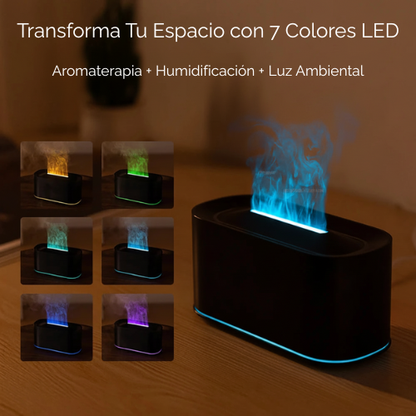 Difusor de Aroma con Llama LED - Humidificador Ultrasónico con 7 Colores y Carga USB-C